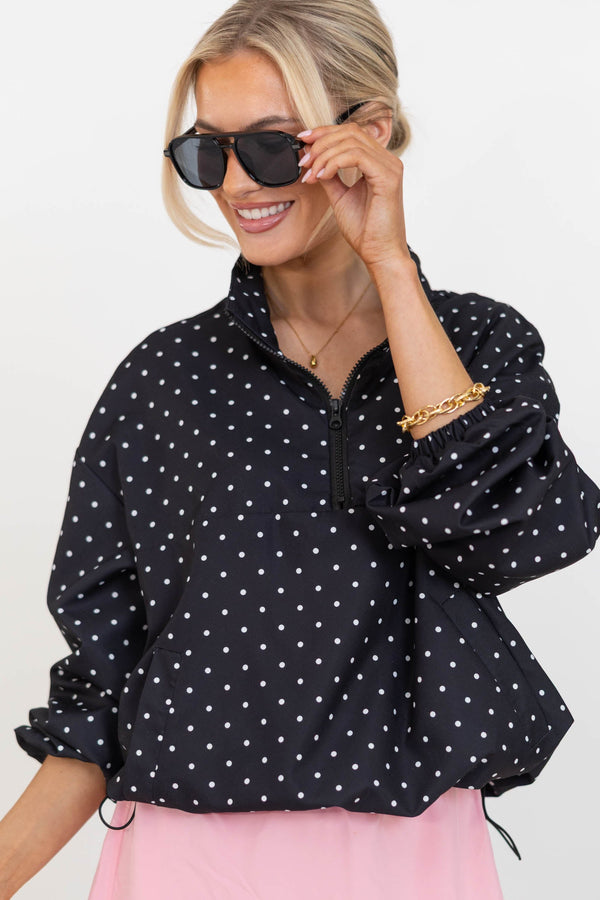 Sleek Sophisticate Black Polka Dot Jacket