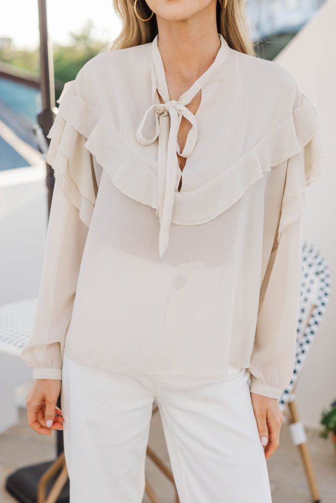 Classic Move Cream Ruffle Blouse – Shop the Mint