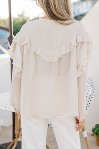 Classic Move Cream Ruffle Blouse