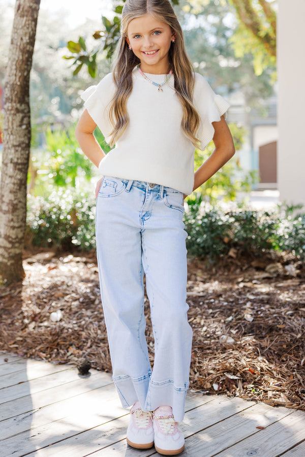 Girls: KanCan Layla Light Wash High Rise Cropped Jeans