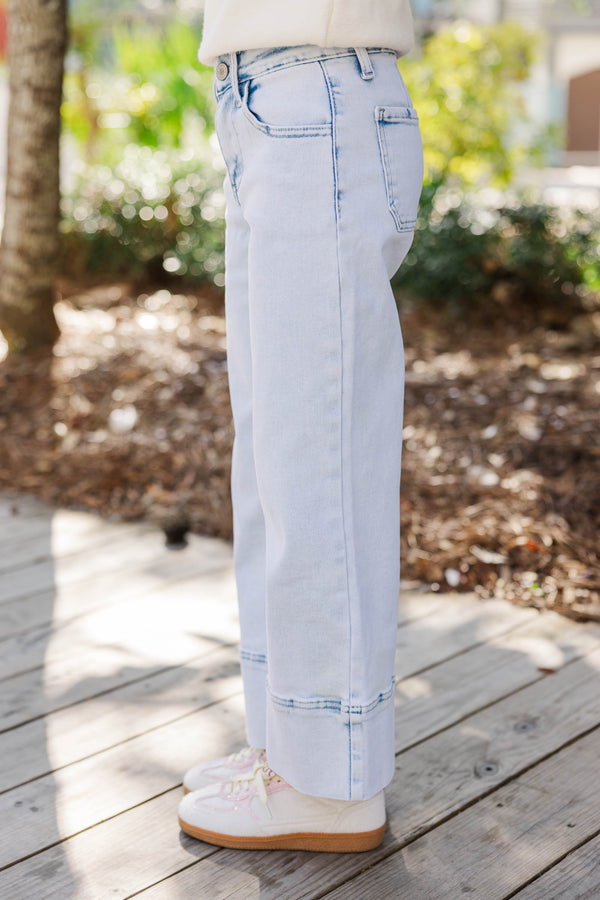 Girls: KanCan Layla Light Wash High Rise Cropped Jeans