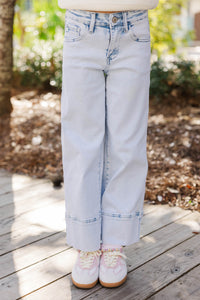 Girls: KanCan Layla Light Wash High Rise Cropped Jeans