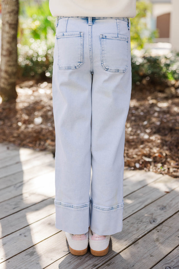 Girls: KanCan Layla Light Wash High Rise Cropped Jeans