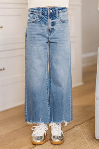 Girls: KanCan Ayla Medium Wash High Rise Slim Wide Leg Jeans