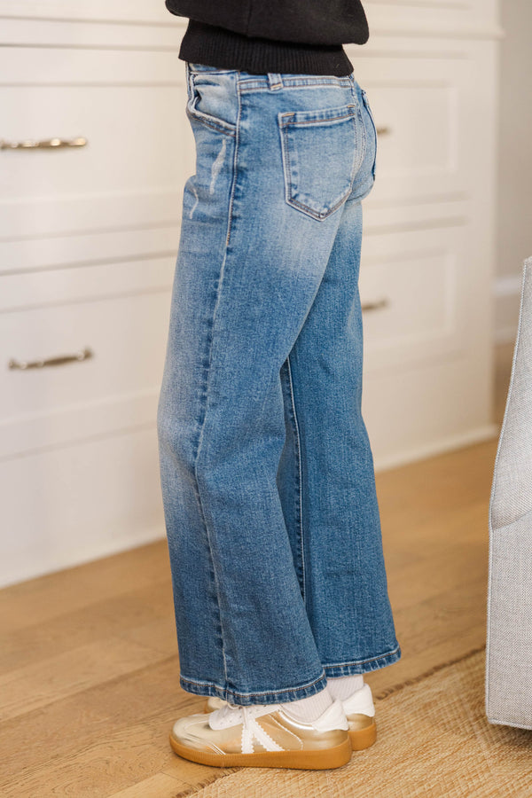 Girls: KanCan Willow Medium Wash High Rise 90's Flare Jeans