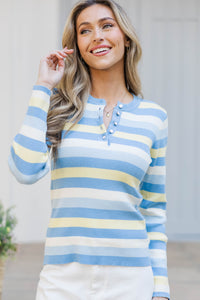 Always Cozy Blue Striped Sweater