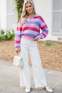 Sweet Moment Pink Striped Sweater