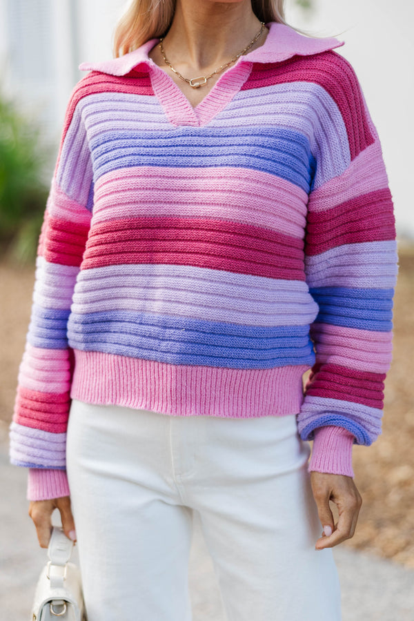 Sweet Moment Pink Striped Sweater