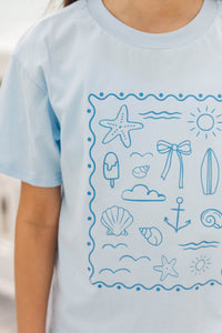 Girls: Sealed By Summer Light Blue Graphic Tee