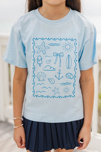 Girls: Sealed By Summer Light Blue Graphic Tee