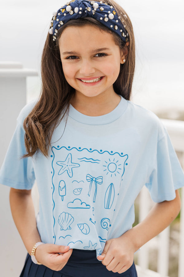 Girls: Sealed By Summer Light Blue Graphic Tee