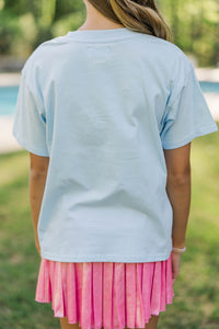 Girls: Boats And Bows Light Blue Graphic Tee