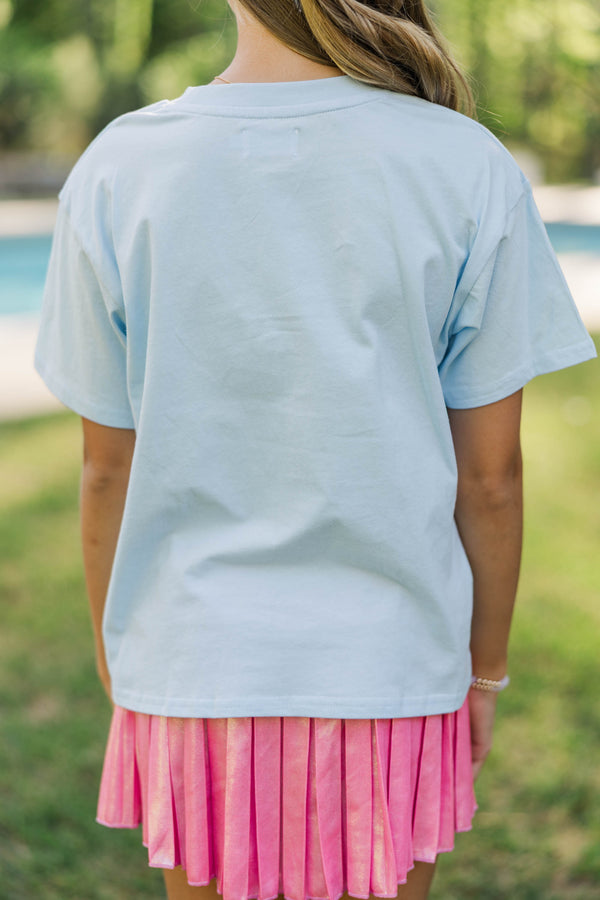 Girls: Boats And Bows Light Blue Graphic Tee