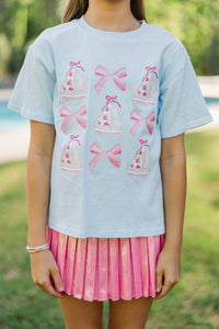 Girls: Boats And Bows Light Blue Graphic Tee