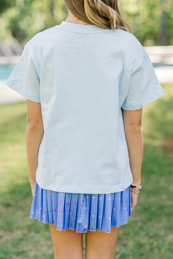 Girls: Star Spangled Bows Light Blue Graphic Tee