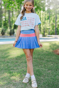 Girls: Star Spangled Bows Light Blue Graphic Tee