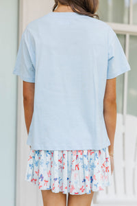 Girls: Patriotic Cowgirl Light Blue Graphic Tee
