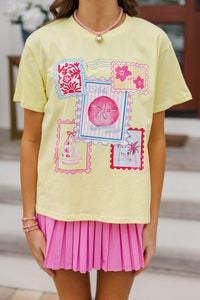 Girls: Postmarked Paradise Yellow Graphic Tee