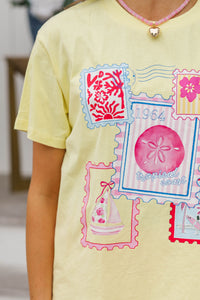 Girls: Postmarked Paradise Yellow Graphic Tee