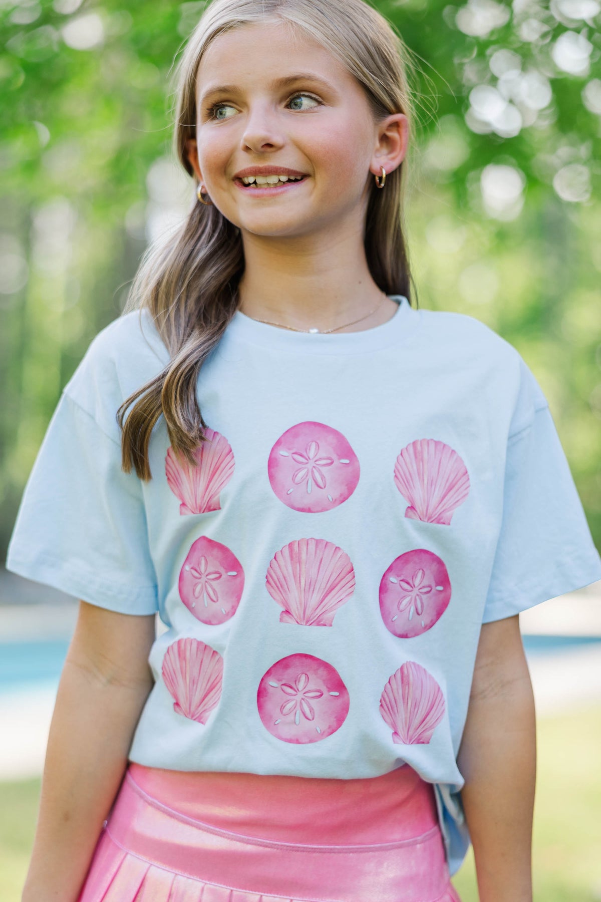 Girls: Seashells By The Seashore Light Blue Graphic Tee – Shop the