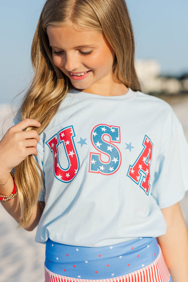 Girls: Stars & Sweetness Light Blue Graphic Tee