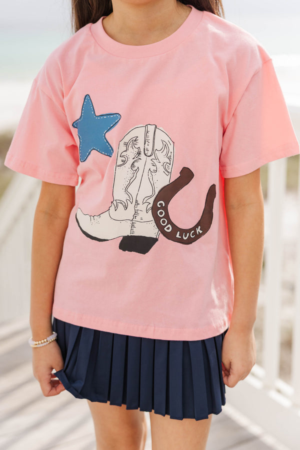 Girls: Good Luck Cowgirl Blush Graphic Tee