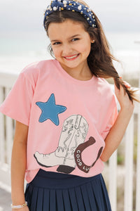 Girls: Good Luck Cowgirl Blush Graphic Tee