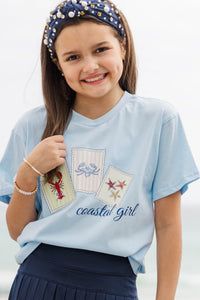 Girls: Coastal Girl Light Blue Graphic Tee