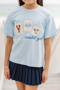 Girls: Coastal Girl Light Blue Graphic Tee