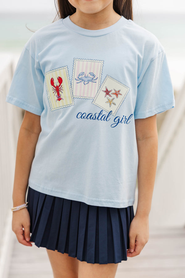Girls: Coastal Girl Light Blue Graphic Tee