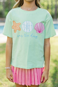 Girls: Seas The Day Mint Graphic Tee