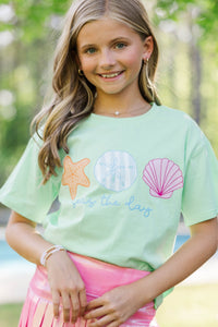 Girls: Seas The Day Mint Graphic Tee