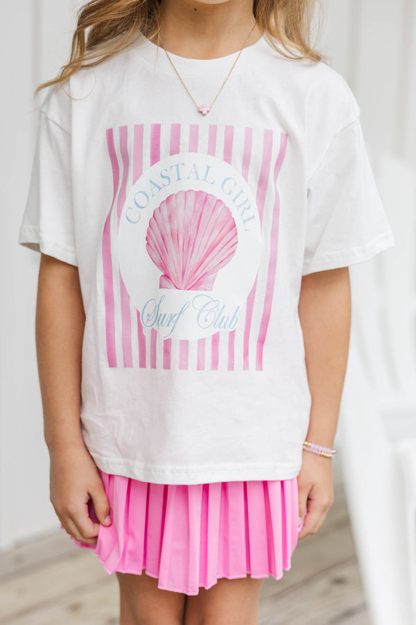 Girls: Surf Club White Graphic Tee