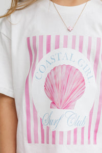 Girls: Surf Club White Graphic Tee