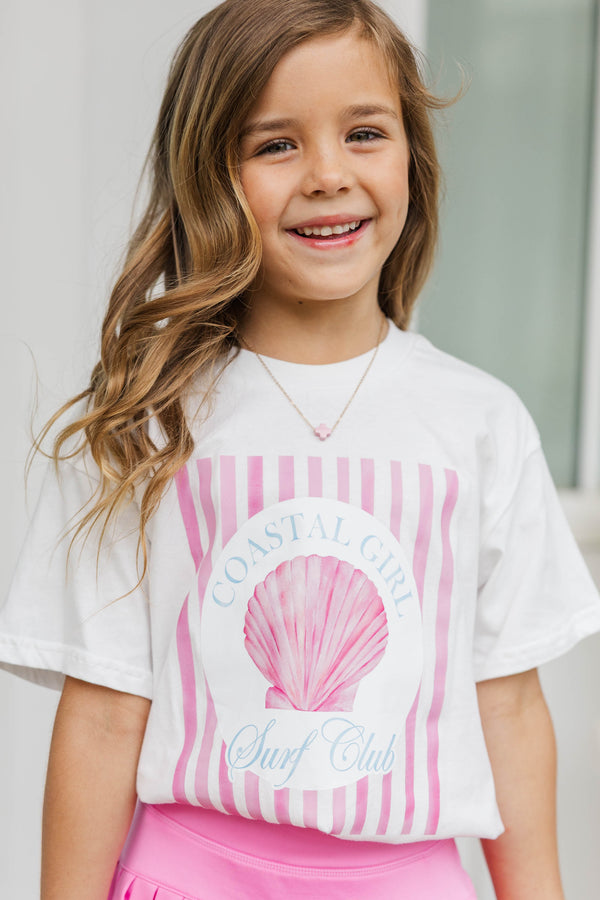 Girls: Surf Club White Graphic Tee