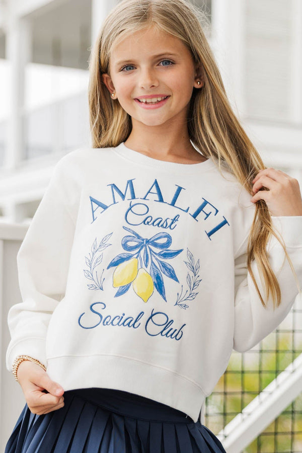 Girls: Amalfi Coast Social Club White Sweatshirt