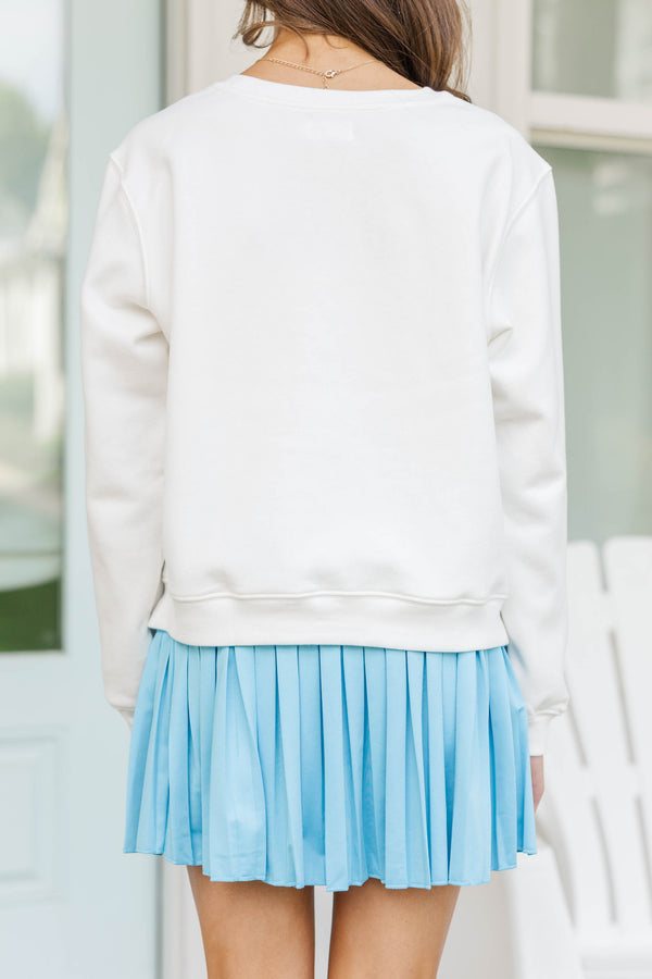 Girls: Surf Club White Embroidered Sweatshirt