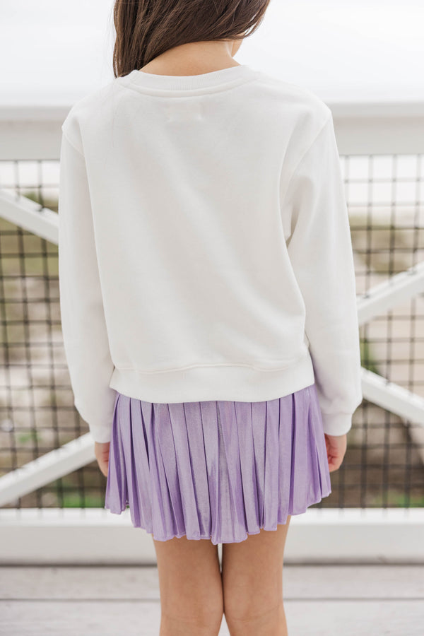 Girls: Sandy Shores White Graphic Sweatshirt