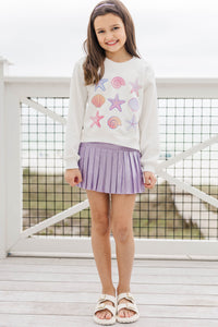 Girls: Sandy Shores White Graphic Sweatshirt