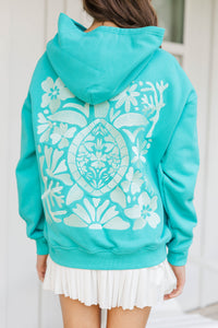 Girls: Aloha Aqua Sea Turtle Embroidered Hoodie