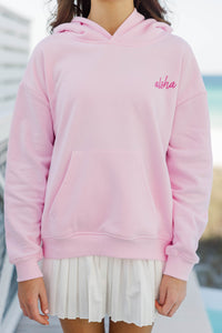 Girls: Aloha Pink & Green Sea Turtle Embroidered Hoodie