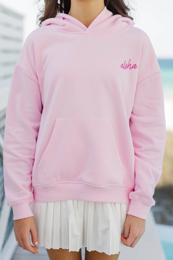 Girls: Aloha Pink & Green Sea Turtle Embroidered Hoodie