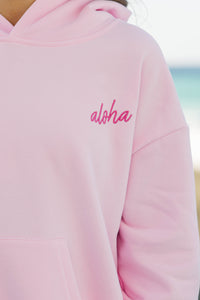 Girls: Aloha Pink & Green Sea Turtle Embroidered Hoodie