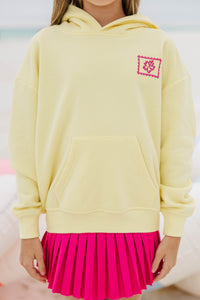 Girls: Postmarked Paradise Yellow Embroidered Hoodie