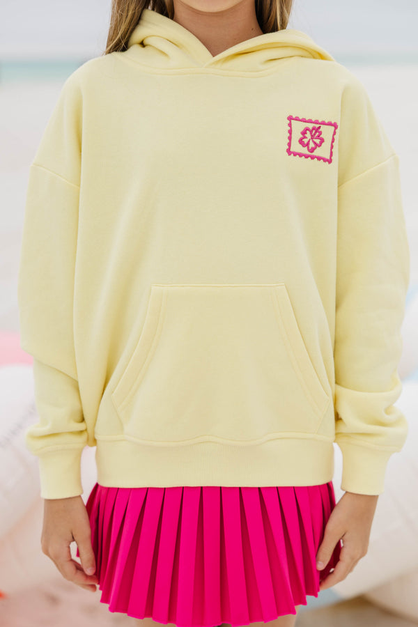 Girls: Postmarked Paradise Yellow Embroidered Hoodie