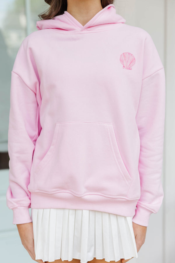 Girls: Seashells By The Seashore Pink Graphic Hoodie