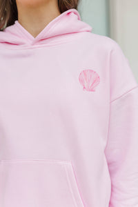 Girls: Seashells By The Seashore Pink Graphic Hoodie