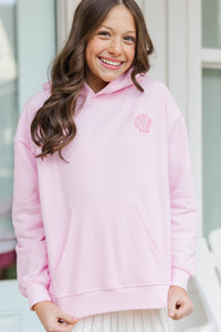 Girls: Seashells By The Seashore Pink Graphic Hoodie