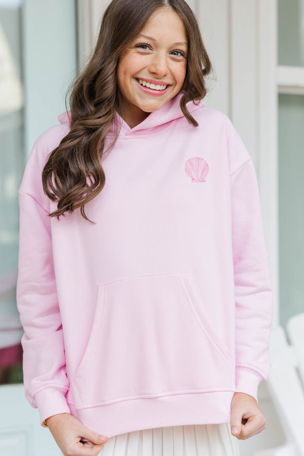 Girls: Seashells By The Seashore Pink Graphic Hoodie