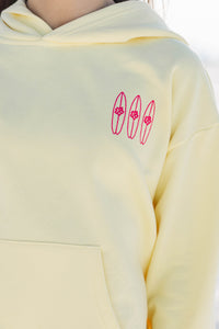 Girls: The Waves Are Calling Yellow Embroidered Hoodie
